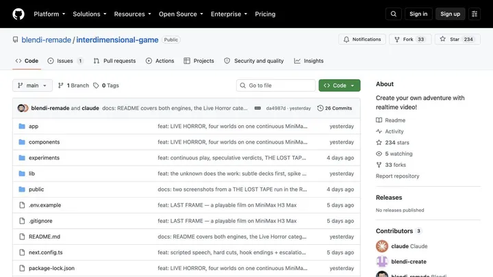 The LAST FRAME interactive generated film repository on GitHub