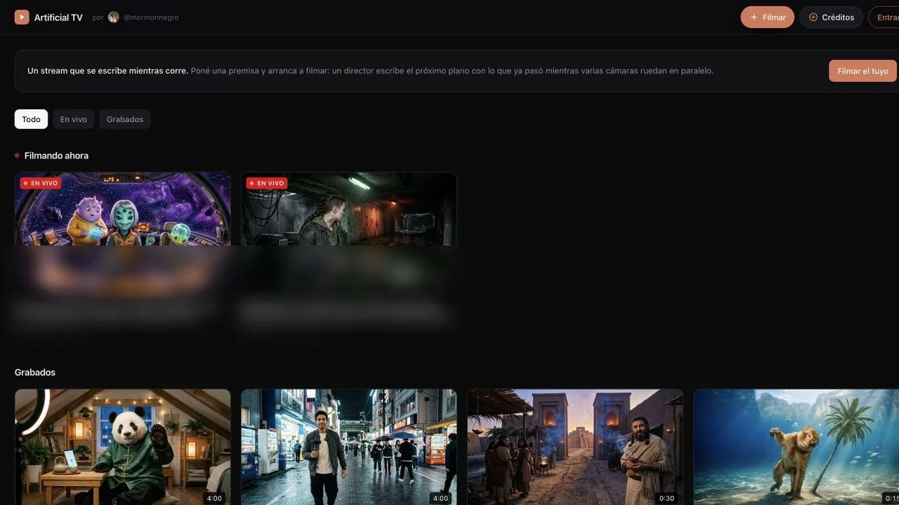 Artificial TV Spanish-language AI channel and program interface
