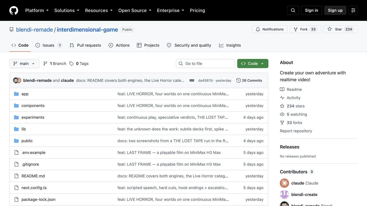The LAST FRAME interactive generated film repository on GitHub